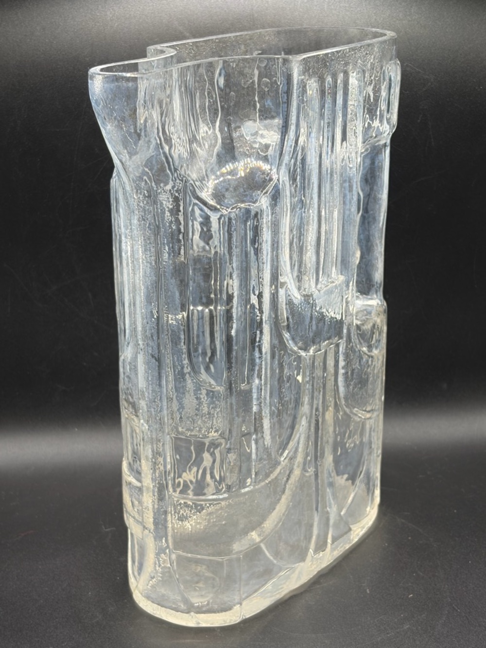 Vintage Mid Century Modern MCM Clear Glass Art Deco Style Pitcher Pourer Vessel